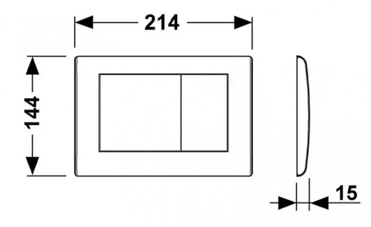 Panel de control del WC TECE PLANUS de acero inoxidable cepillado con 2 botones