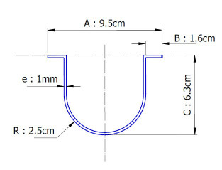 Goulotte Inox de protection diamètre 60 mm  pour tube 22 mm max, 1 m
