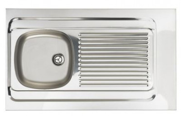 Evier inox à poser 100x60cm 1 cuve 1 égouttoir réversible sans vidage
