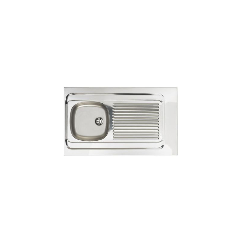 Evier inox à poser 100x60cm 1 cuve 1 égouttoir réversible sans vidage