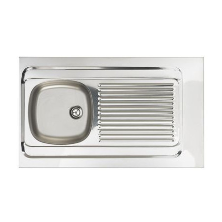 Evier inox à poser 100x60cm 1 cuve 1 égouttoir réversible sans vidage