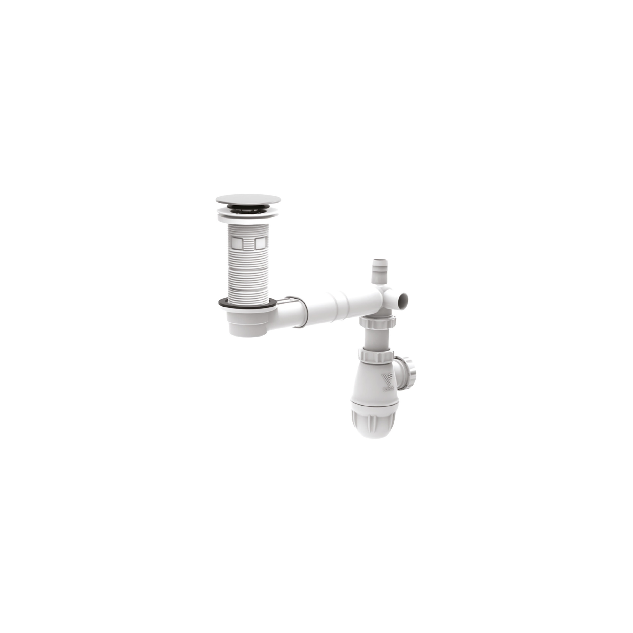 Vidage vasque gain de place, bonde lavabo universel recoupable , chromé et blanc NF