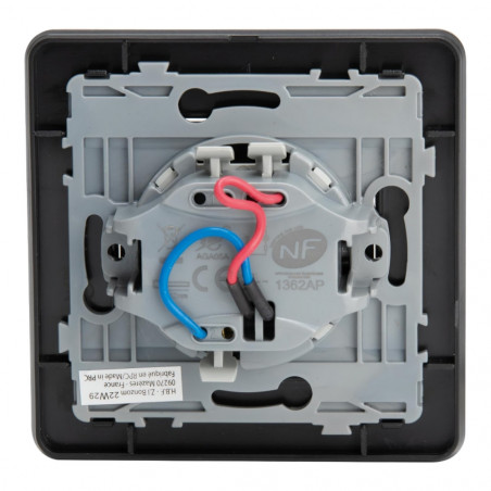 Bouton poussoir à voyant modèle KOURO métal noir brossé ZENITECH