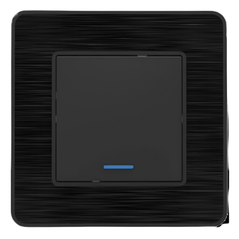 Bouton poussoir à voyant modèle KOURO métal noir brossé ZENITECH
