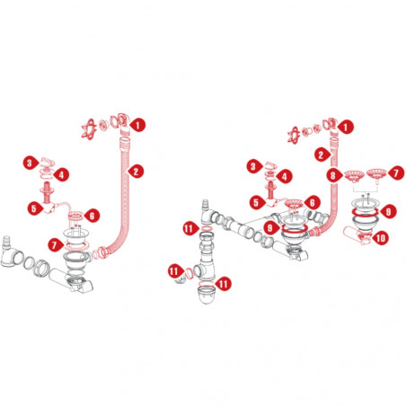 Cable de control rotativo completo para vaciado de fregadero automático NICOLL 0411521 - Imagen 4/5