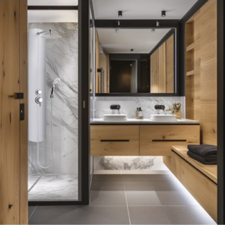 TOTMY TOO shower column with mechanical mixer, aluminum.