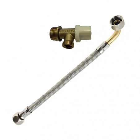 1/2" stopkraan voor inbouwreservoir met 3/8" haakse slang, lengte 350 mm