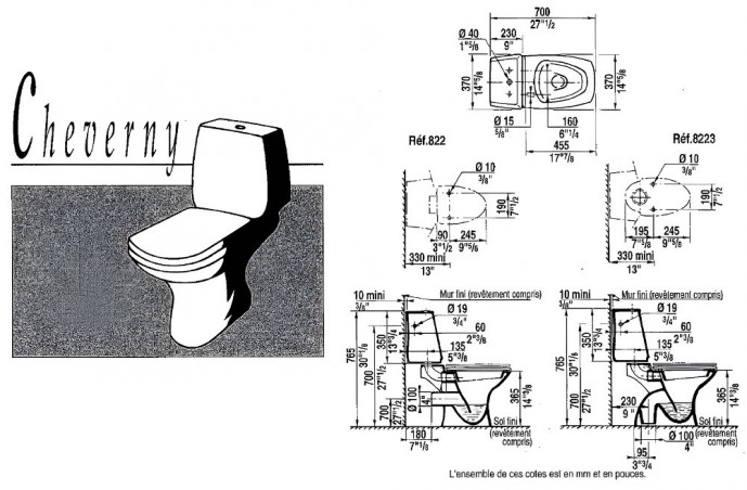 Toilet seat SELLES Cheverny, Opaline Pergamone