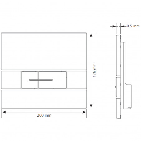 Bedieningsplaat Segment Zwart mat inbouwreservoirs Verso 350, Verso 1100, PMR, Intraslim, dubbele volume SIAMP 311711...
