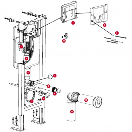 Base and lever arm for SIAMP Bâti 536 built-in tank