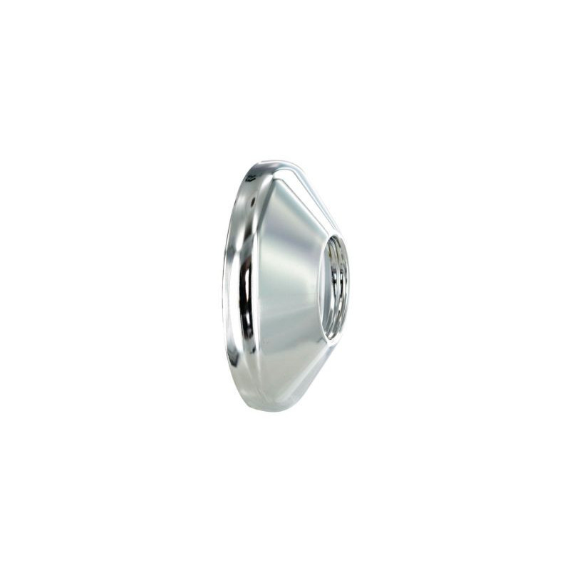 Afgerond verchroomd rozet, schroefdraad 15x21, per paar Afgerond verchroomd rozet, schroefdraad 15x21, per paar