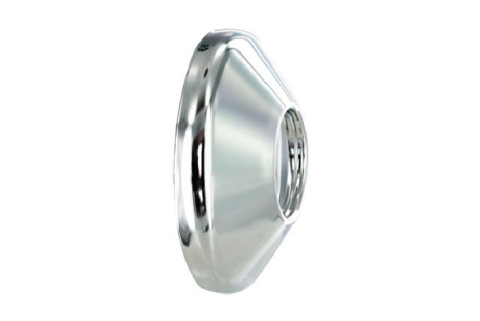 Rounded chrome-plated rosette, threaded 15x21, per pair