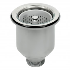RVS gootsteenafvoer 115 mm met VEGETARIAN afvalfilter voor 90 mm gat LIRA 1965.002 - Afbeelding 1/3