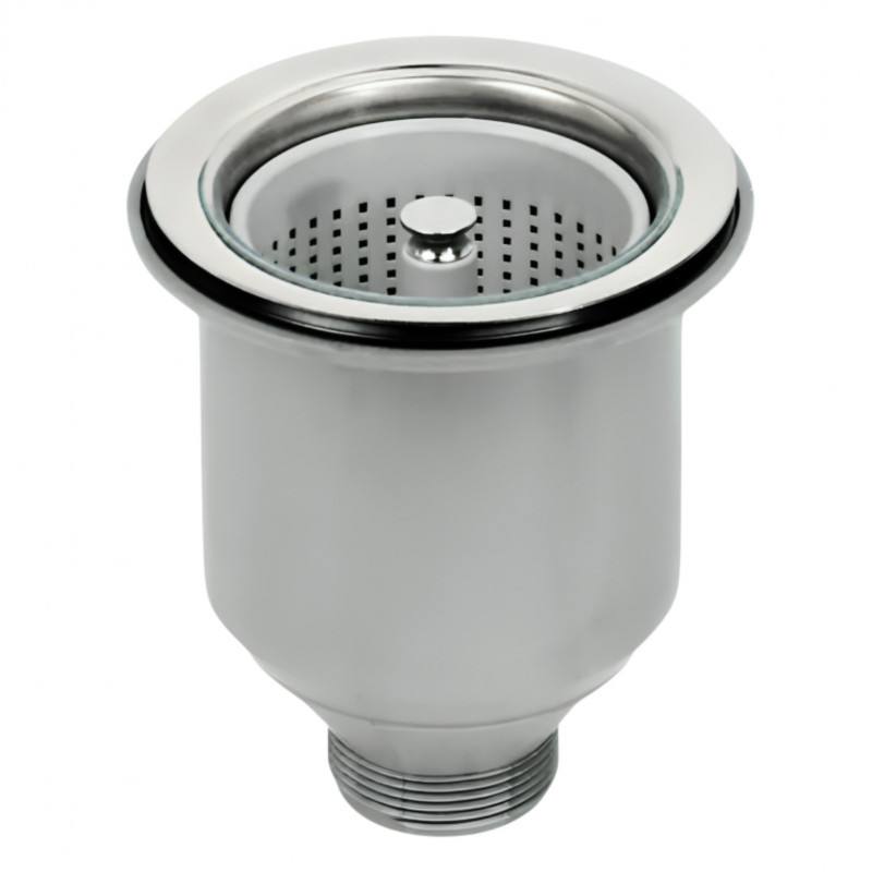 115 mm Edelstahl-Spültischablauf mit VEGETARIAN-Abfallsieb für 90 mm Bohrung 115 mm Edelstahl-Spültischablauf mit VEGETARIAN-Abfallsieb für 90 mm Bohrung