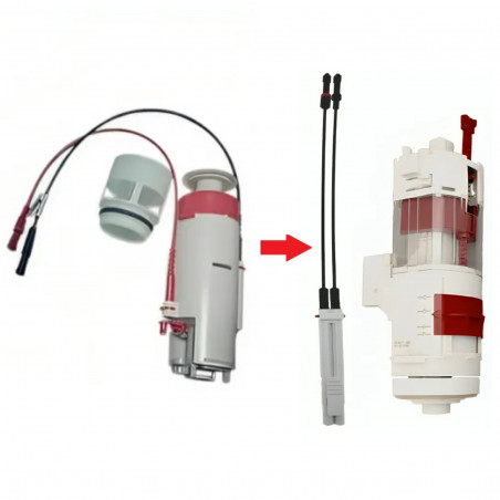 Dual-volume toilet flush mechanism for stand Villeroy & Boch ViConnect