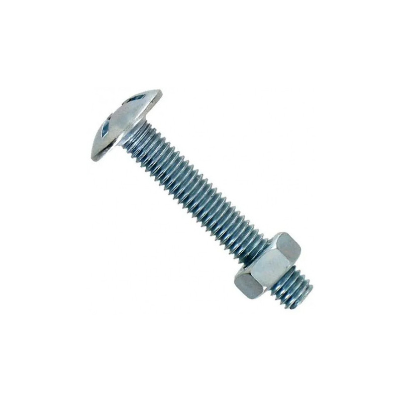 Boulon poêlier en acier zingué 6x40, 60 pièces avec écrou Boulon poêlier en acier zingué 6x40, 60 pièces avec écrou