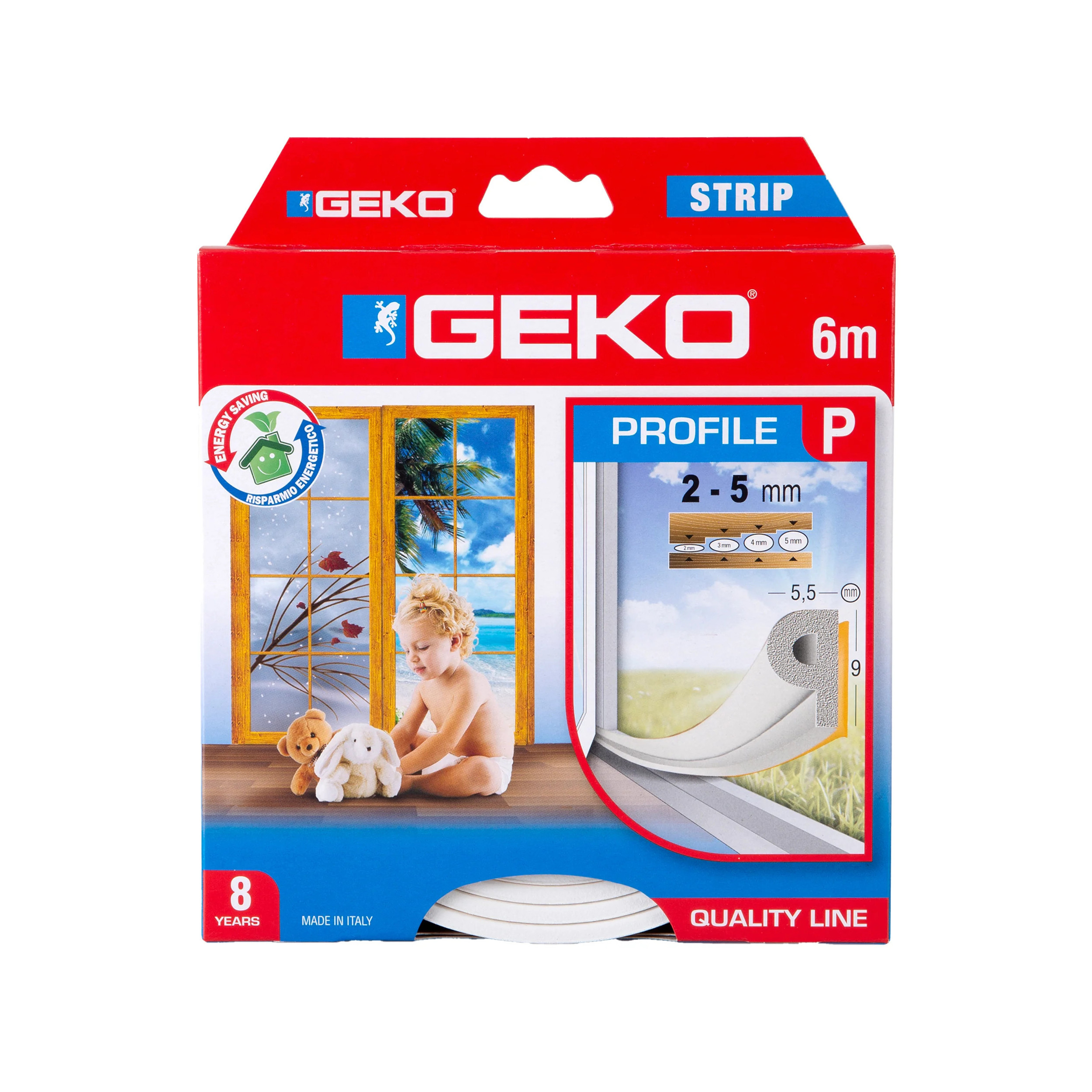 Witte EPDM zelfklevende afdichting P profiel 6Mx9mm dikte 2 tot 5mm