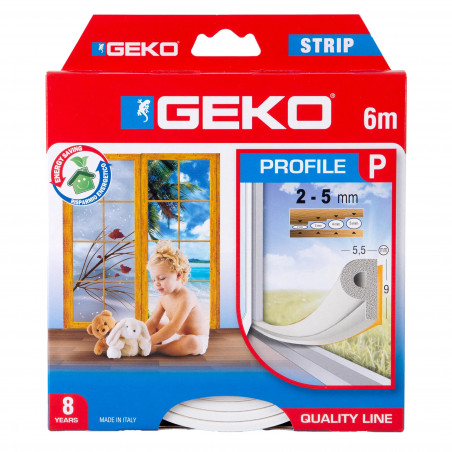 Witte EPDM zelfklevende afdichting P profiel 6Mx9mm dikte 2 tot 5mm