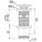 Universele chromen afvoer voor wastafel of waskom, digiclic of vaste klep, h. 100 mm hoog Universele chromen afvoer voor wastafel of waskom, digiclic of vaste klep, h. 100 mm hoog