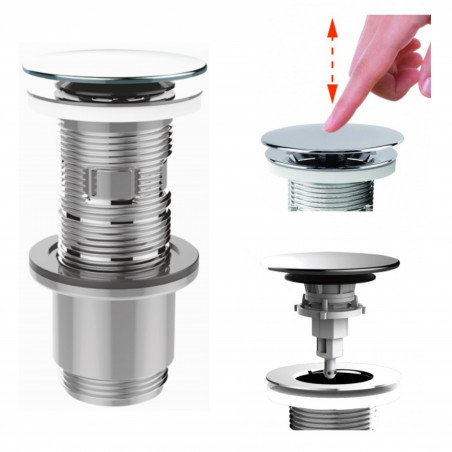 Bonde universelle chromée NF lavabo ou vasque, clapet digiclic ou fixe