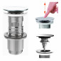 Bonde universelle chromée NF lavabo ou vasque, clapet digiclic ou fixe, h. 100 mm sécable Bonde universelle chromée NF lavabo ou vasque, clapet digiclic ou fixe, h. 100 mm sécable