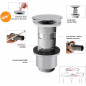 Universele chromen afvoer voor wastafel of waskom, digiclic of vaste klep, h. 100 mm hoog Universele chromen afvoer voor wastafel of waskom, digiclic of vaste klep, h. 100 mm hoog