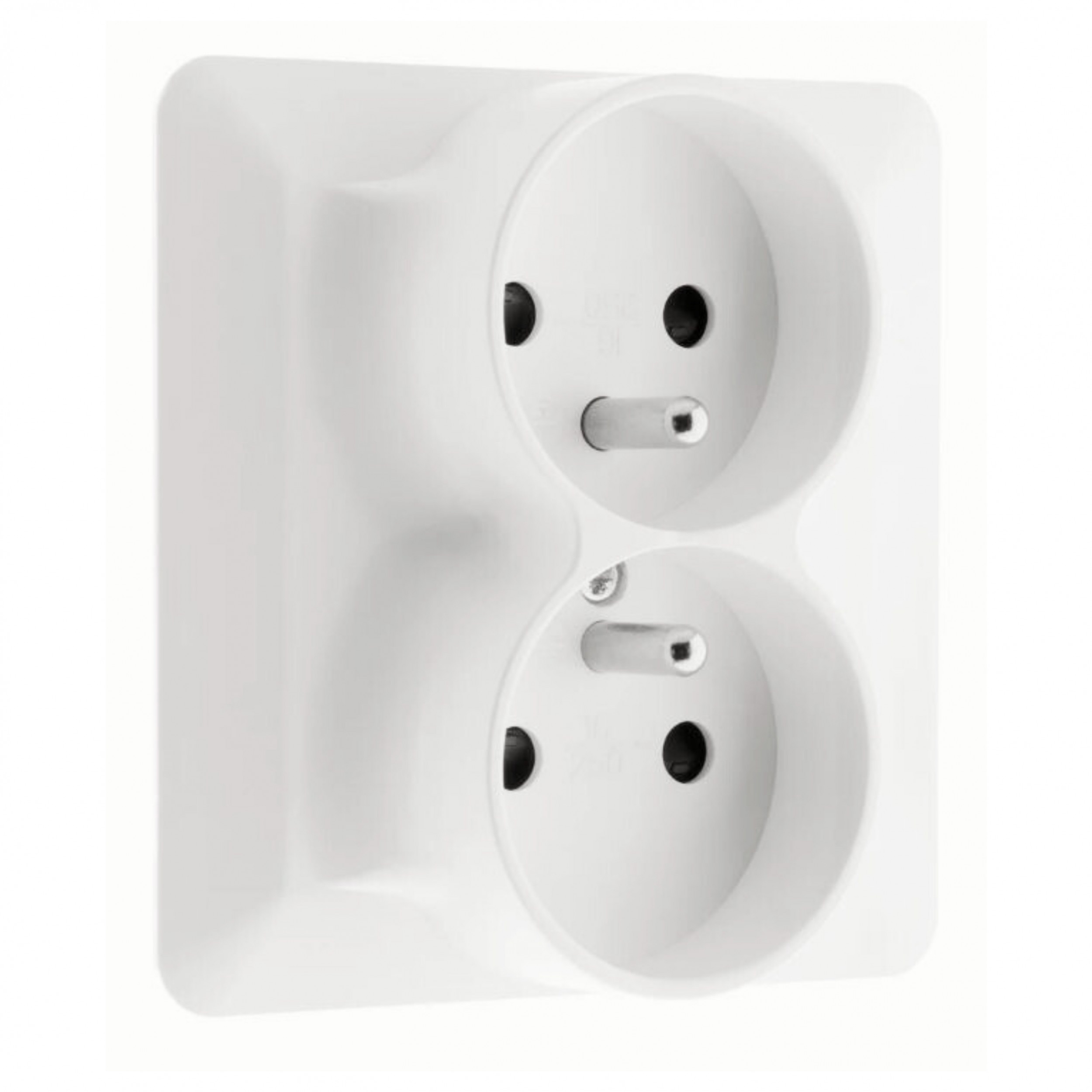 ARTEZO double 2-pole + ground socket, single-flush-mount model white