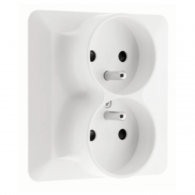 Double prise 2 pôles + terre monoposte encastrable modèle ARTEZO blanc Double prise 2 pôles + terre monoposte encastrable modèle ARTEZO blanc
