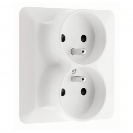 Double prise 2 pôles + terre monoposte encastrable modèle ARTEZO blanc