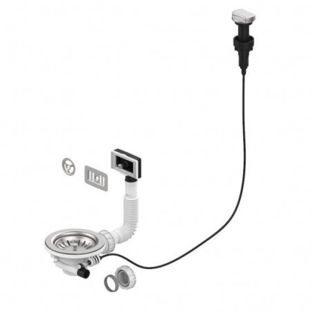 Scarico automatico per lavello in acciaio inox diametro 90 mm comando rotativo