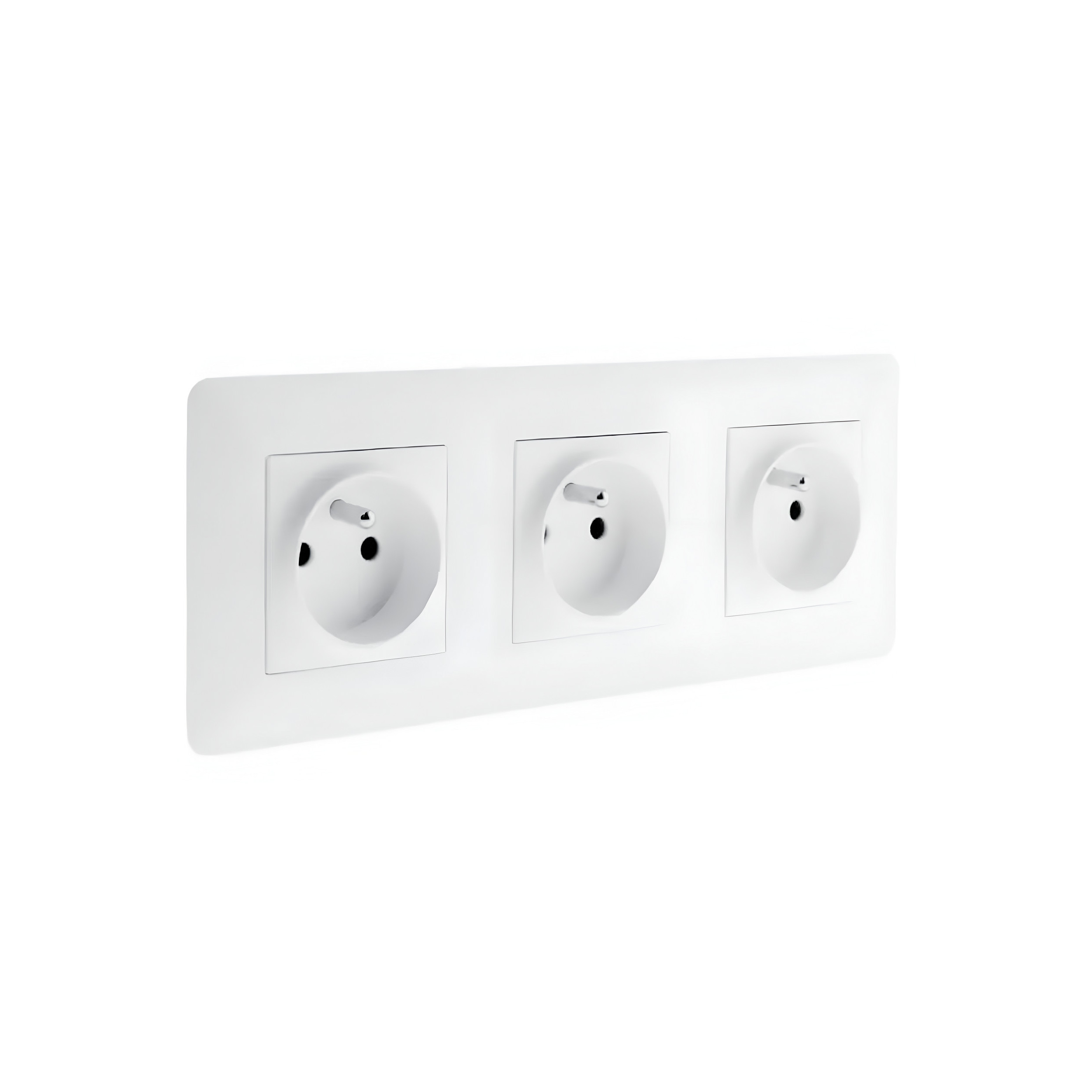 Toma triple empotrable precableada de 2 polos + toma de tierra modelo ARTEZO blanco