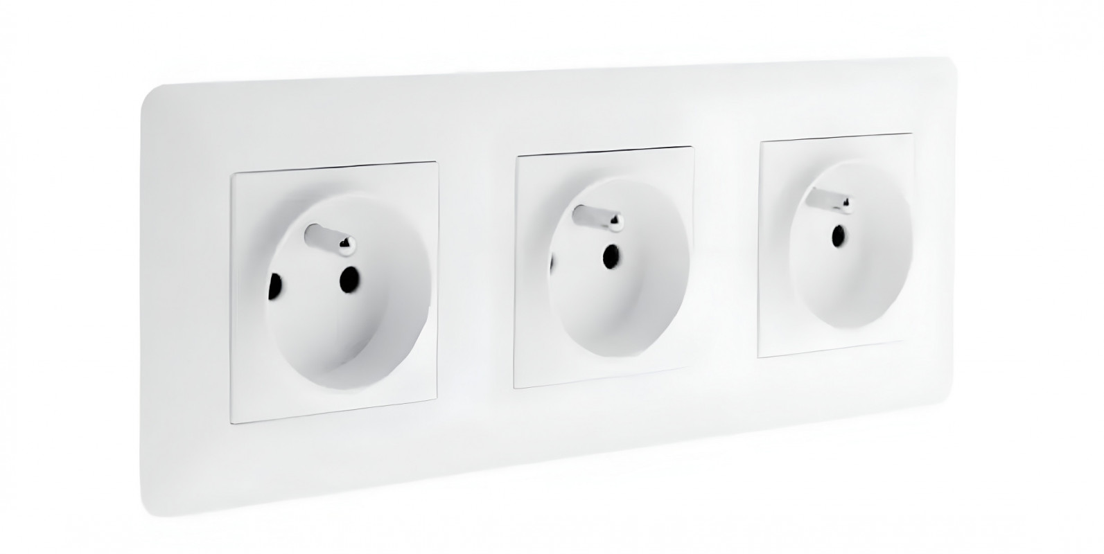 Triple prise 2 pôles + terre précâblée encastrable modèle ARTEZO blanc