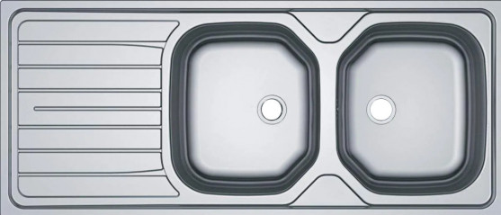 Edelstahl-Einbauspüle 2 Becken 1 Abtropfbecken, 1160x500 mm RNN621