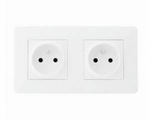 Pre-wired 2-pole + ground double socket ARTEZO model white