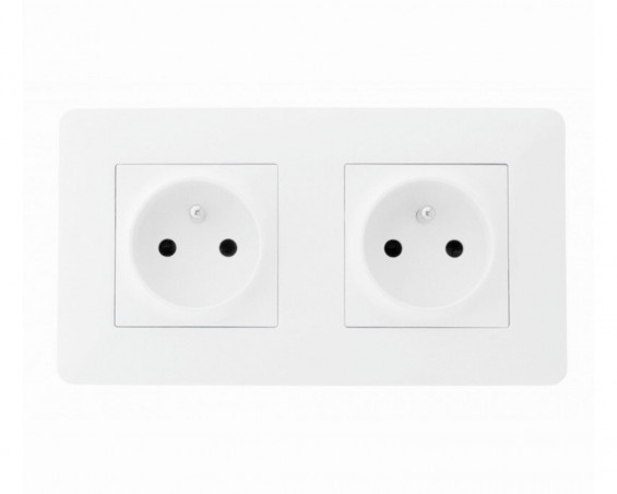 Toma doble empotrable precableada de 2 polos + tierra modelo ARTEZO blanco