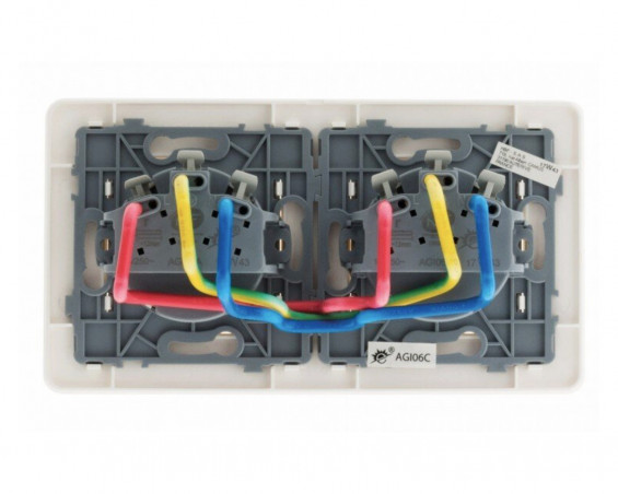 Pre-wired 2-pole + ground double socket ARTEZO model white