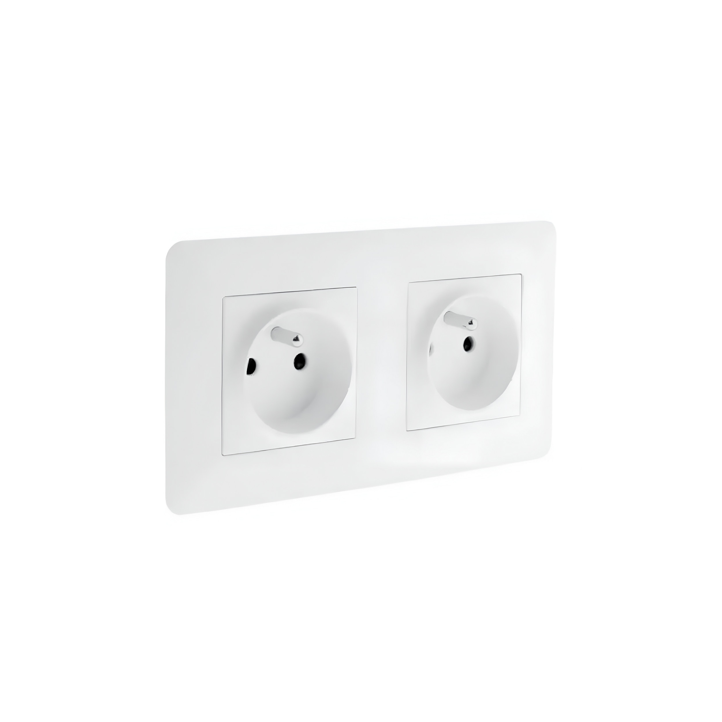 Pre-wired 2-pole + ground double socket ARTEZO model white
