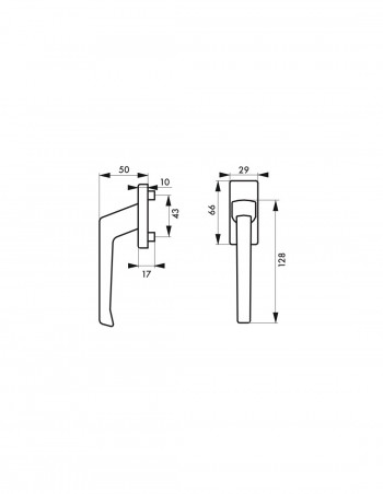 Champagne F2 window lever handle with concealed screw THIRARD
