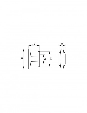 Champagne window knob F2 7mm square THIRARD