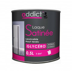 Wasbare satijnlak verf grijs mineraal 0,5 L binnen/buiten ADDICT' PEINTURE ADD111381 - Afbeelding 1/2