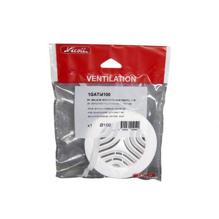 Wit 100 mm rond opklikbaar ventilatierooster met geïntegreerd insectengaas