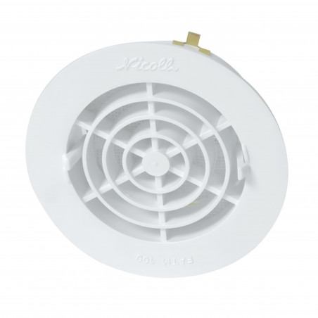Round Ø100 mm clip-on ventilation grille, white, with closure and integrated insect screen