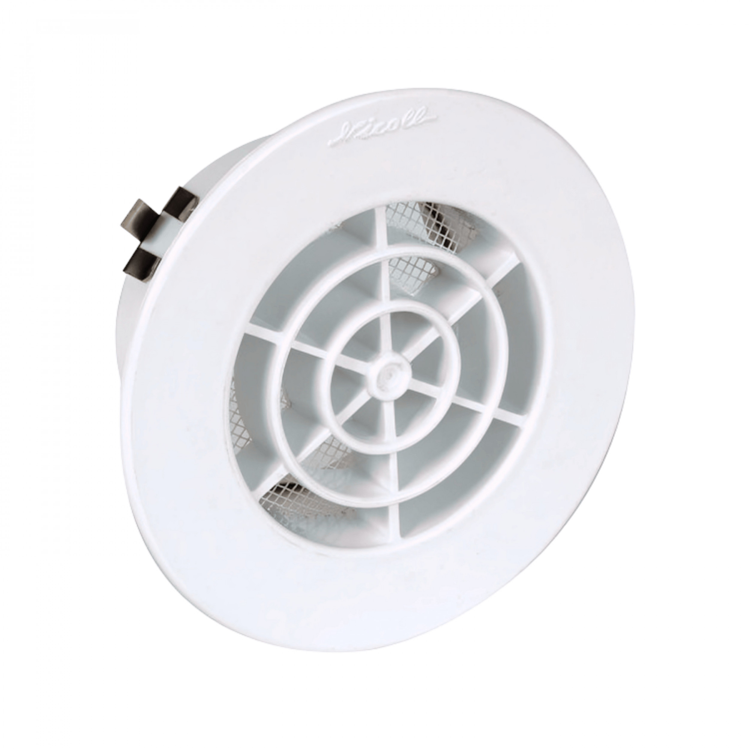 Griglia di ventilazione rotonda Ø80 mm a clip, bianca, con zanzariera integrata