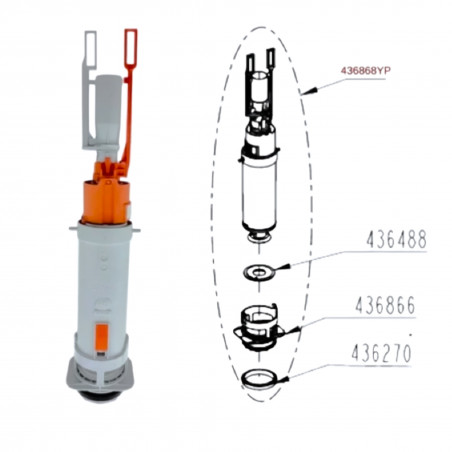 Inbouw wc-mechanisme met twee aanrakingen Vitra V-FIX en Vitrus