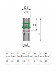 MultiSkin gateway press connection PER 12X1.1, multistrato 16X2, 1 pezzo