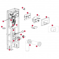 3/6 L duospoelmechanisme voor Batichasse 535 inbouwreservoirs