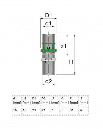 MultiSkin gateway press connection PER 16X1.5, multi-layer 16X2, 1 piece