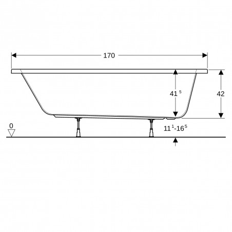 Badewanne Bastia 3, 170X70, GEBERIT, 00091600000