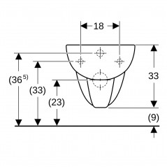 PUBLICA wall-mounted bowl without flap hole