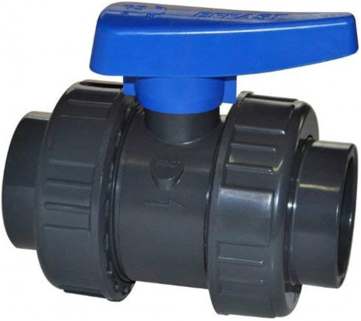 Valvola a sfera doppia unione F/F da incollare 63 mm, PVC-U pressione, PN16